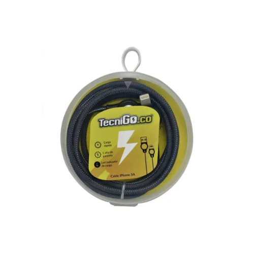 CableIphoneTela Cable Tipo Iphone Usb-Lightning 3A Negro TECNIGO
