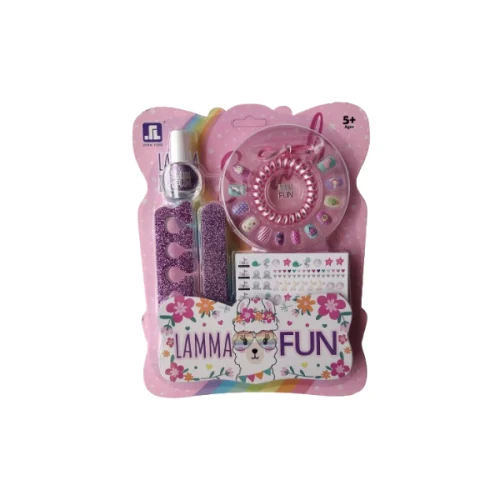 Set de uñas con pegatinas y escarcha