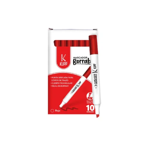 Marcador borrable 10 unidades rojo KLIPP
