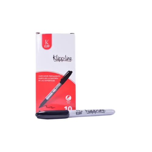 Marcador Permanente punta fina 10 unidades negro KLIPP-LINE