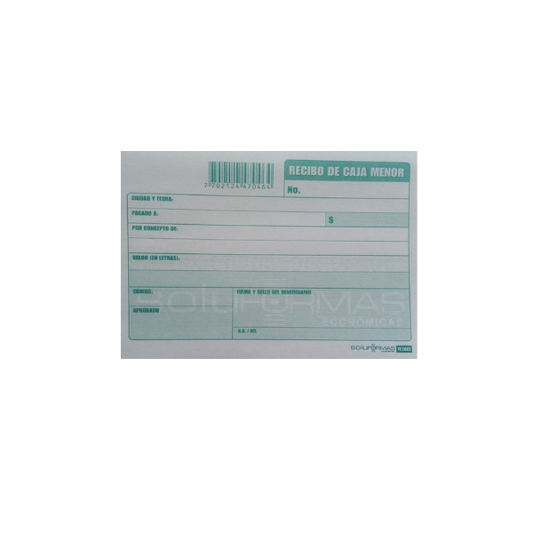 Recibo de caja menor 2002 fe por 200 hojas