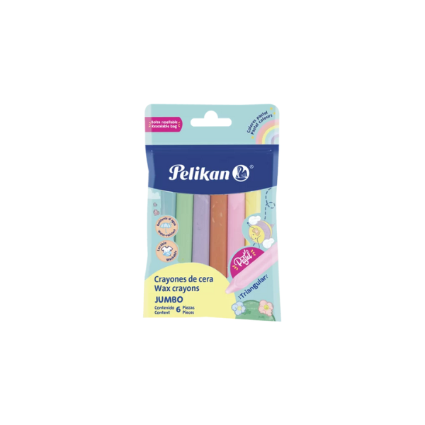 Crayón jumbo por 6 unidades triangular pastel PELIKAN
