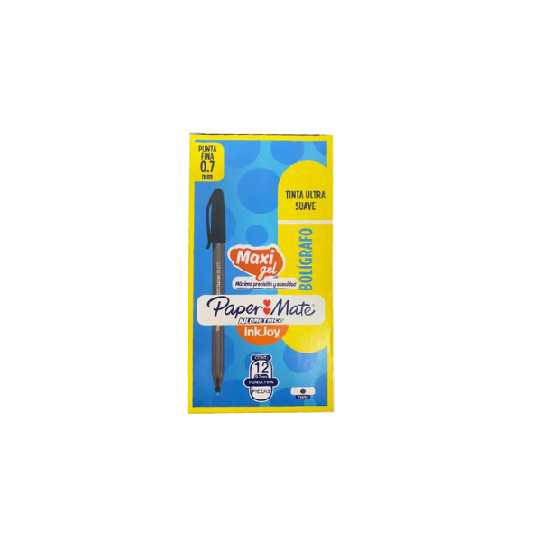 Boligrafo PaperMate Caja Caja de Esferos Papar Mate KILOMETRICO Bolígrafo punta fina 0.7 negro - 12 unidades